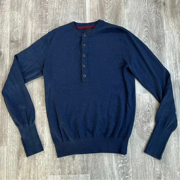 Made By Monkeys Sweater Blue 1/2 Button Up Wool Blend M - Picture 1 of 9